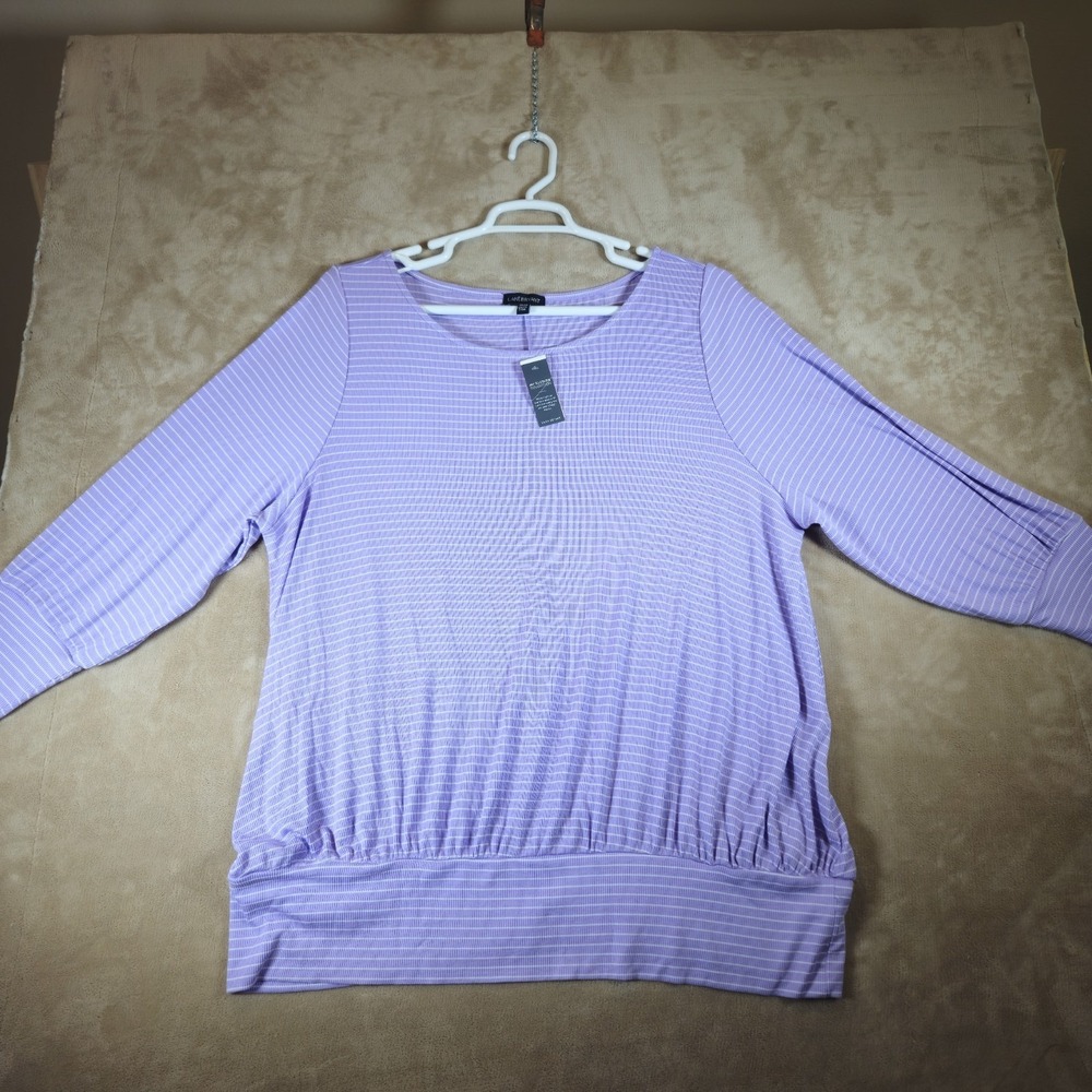 Lane Bryant Illusion Collection Lavender Striped Ribbed Blouson Top NWT 22/24